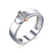 Кольцо из серебра с золотой вставкой и бриллиантами