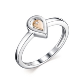 Кольцо из серебра с золотой вставкой и бриллиантом