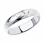 Кольцо обручальное из серебра с алмазной гранью
