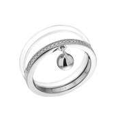 Двойное кольцо из серебра с фианитами и керамикой