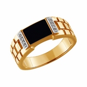 Кольцо из золота с эмалью с фианитами