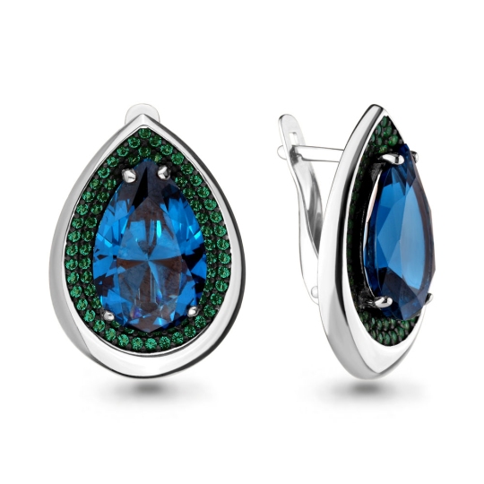 Серьги из серебра с топазами Londonи фианитами