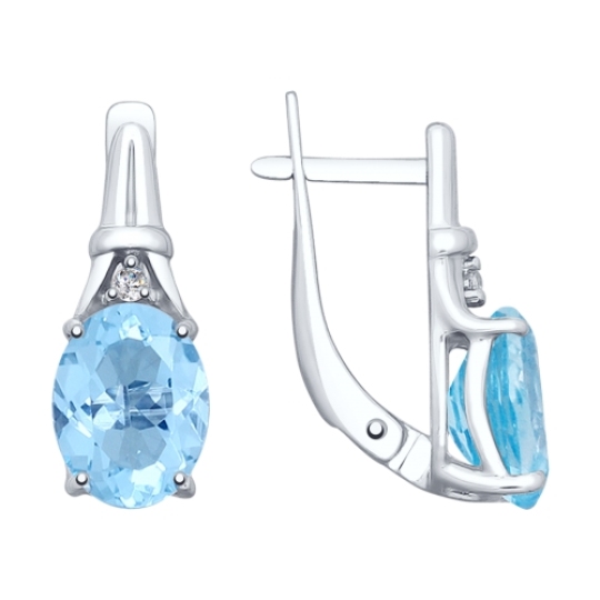 Серьги из серебра с топазами и фианитами