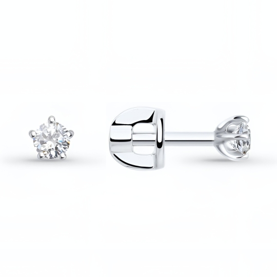 Серьги из белого золота с фианитами