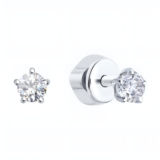 Серьги из белого золота с фианитами