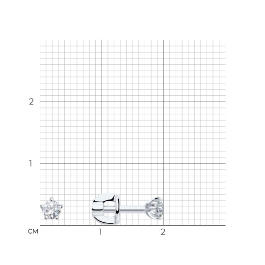 Серьги из белого золота с фианитами