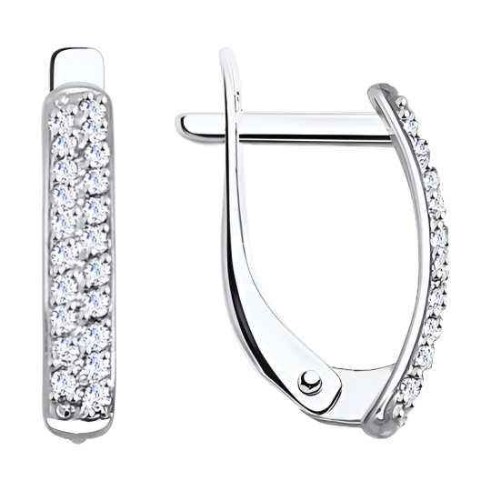 Серьги из белого золота с фианитами