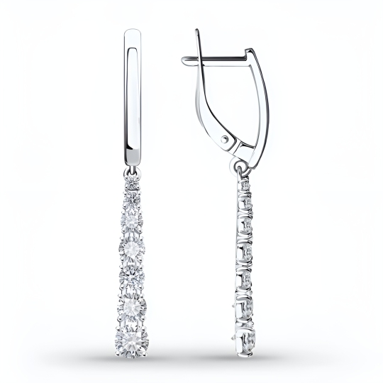 Серьги из белого золота с фианитами