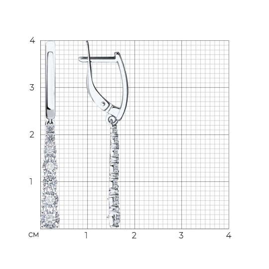 Серьги из белого золота с фианитами