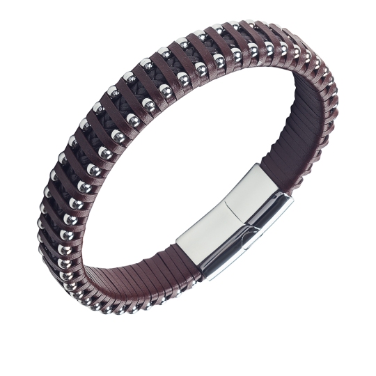 Браслет из кожи со вставками из стали