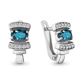 Серьги из серебра с топазами London и фианитами