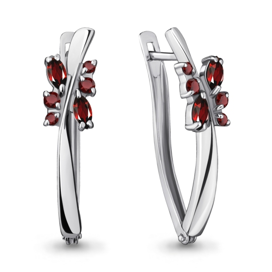 Серьги из серебра с гранатами