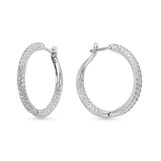 Серьги-кольца из серебра с фианитами
