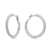 Серьги-кольца из серебра с фианитами