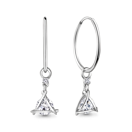 Серьги-конго из серебра с фианитами