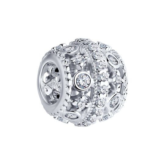 Подвеска-шарм из серебра с фианитами