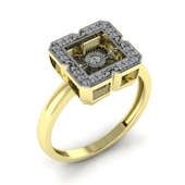 Кольцо из золота с танцующим бриллиантом и бриллиантами