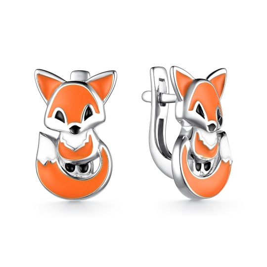 Серьги из серебра с эмалью 