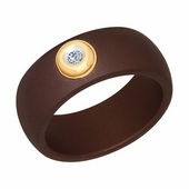 Кольцо из керамики со вставкой из золота и бриллиантом
