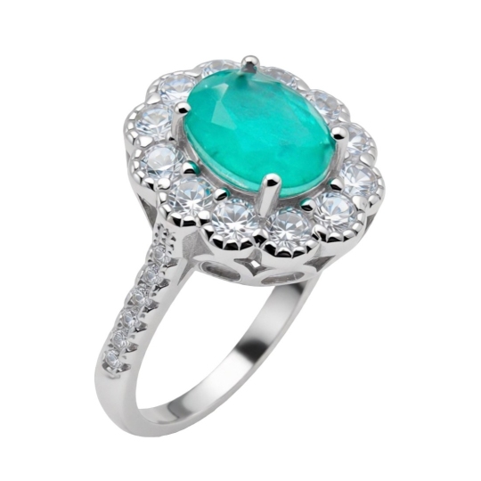 Кольцо из серебра с кварцем и фианитами