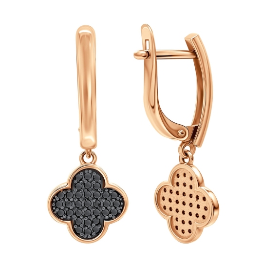 Серьги из золота с черными фианитами