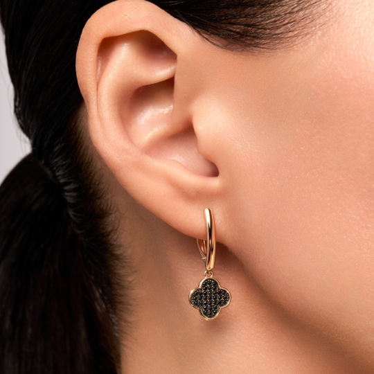 Серьги из золота с черными фианитами