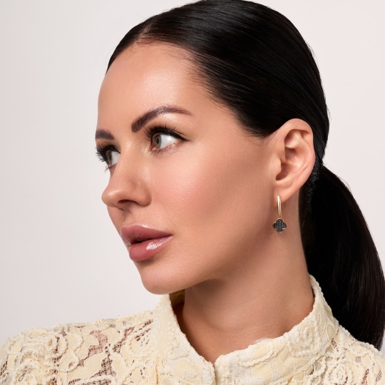 Серьги из золота с черными фианитами