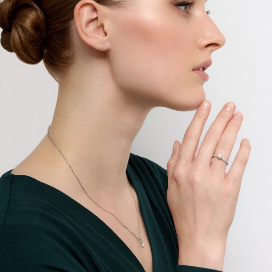 Кольцо из белого золота с бриллиантом 0,3 ct