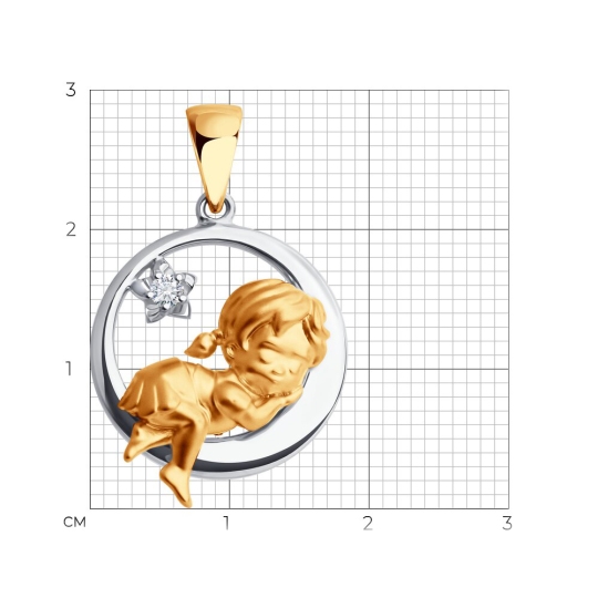 Подвеска из комбинированного золота с бриллиантом