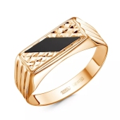 Кольцо-печатка из золота с фианитом