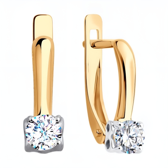 Серьги из золота с фианитами