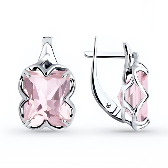 Серьги из серебра с морганитами