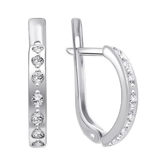 Серьги из серебра с фианитами