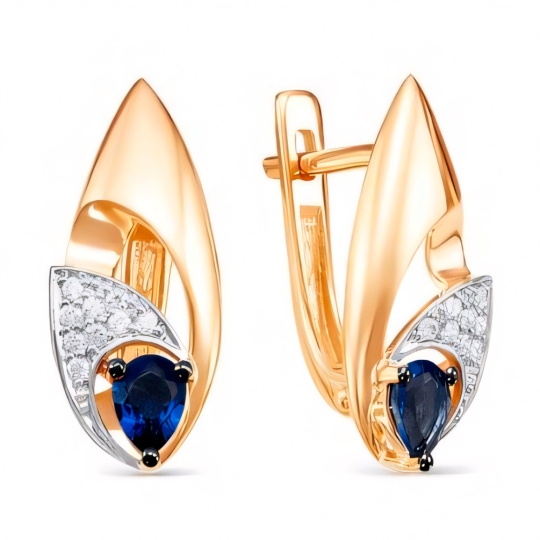Серьги из золота с бриллиантами и сапфирами