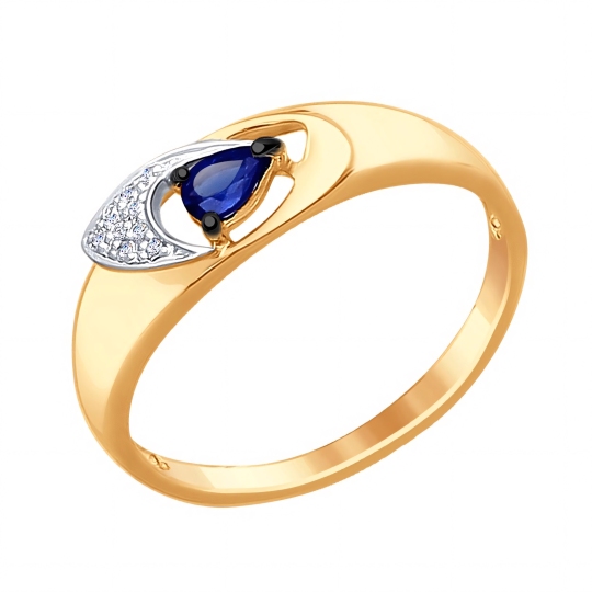 Кольцо из золота с бриллиантами и сапфиром