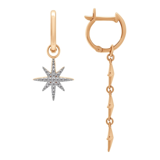 Асимметричные серьги-трансформеры из золота с фианитами