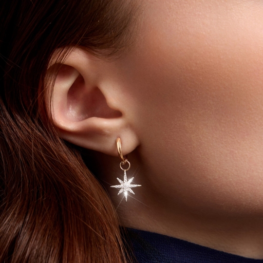 Асимметричные серьги-трансформеры из золота с фианитами