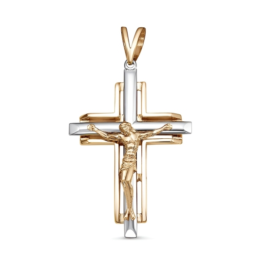 Подвеска-крест из комбинированного золота