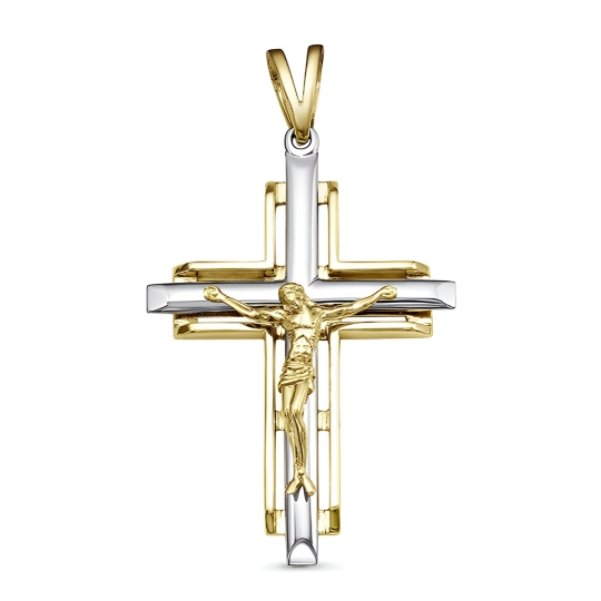Подвеска-крест из комбинированного золота