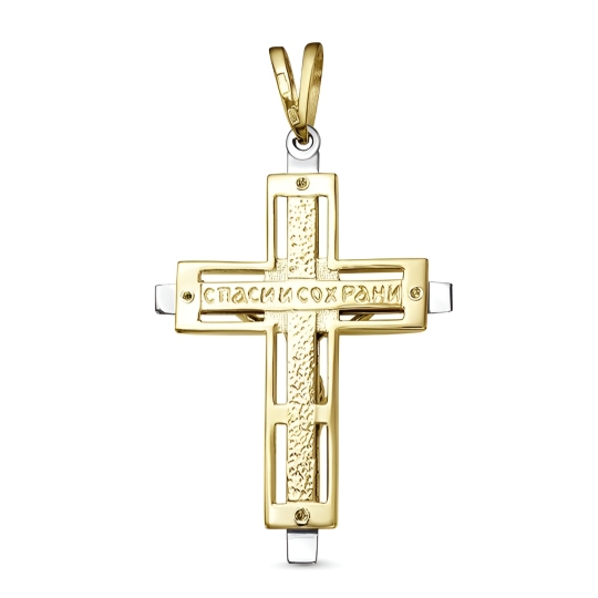 Подвеска-крест из комбинированного золота