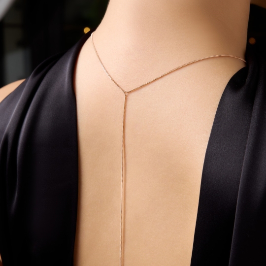 Колье-галстук из золота плетения 