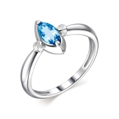 Кольцо из серебра с бриллиантами и топазом Swiss