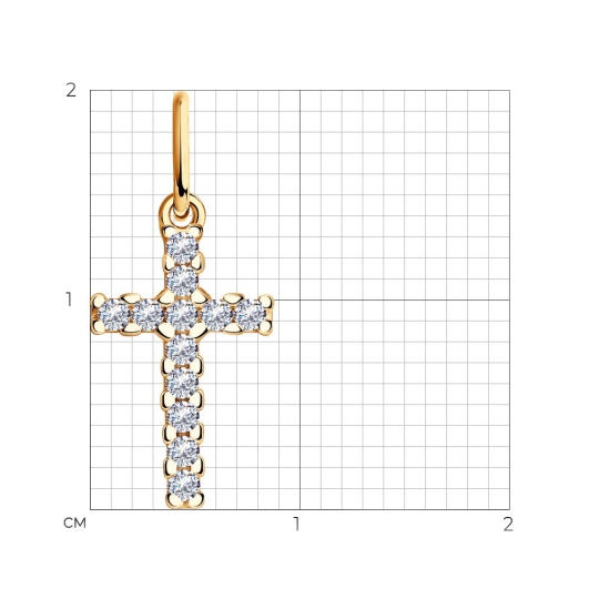Подвеска-крест из серебра с позолотой и фианитами