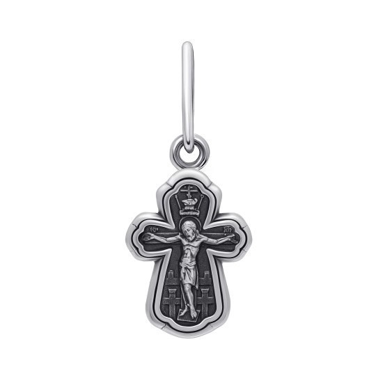 Подвеска-крест из серебра с чернением