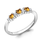 Кольцо из серебра с цитринами и фианитами