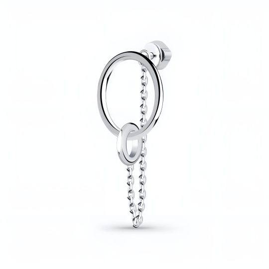 Одиночная серьга из серебра