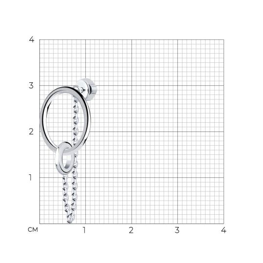 Одиночная серьга из серебра