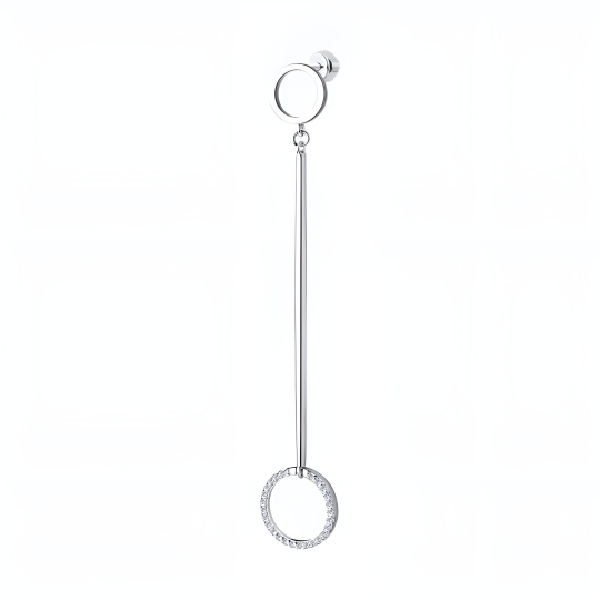 Серьга из серебра с фианитами