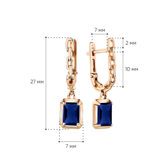 Серьги из золота с сапфировыми корундами