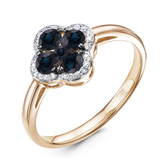 Кольцо из золота с бриллиантами и сапфирами